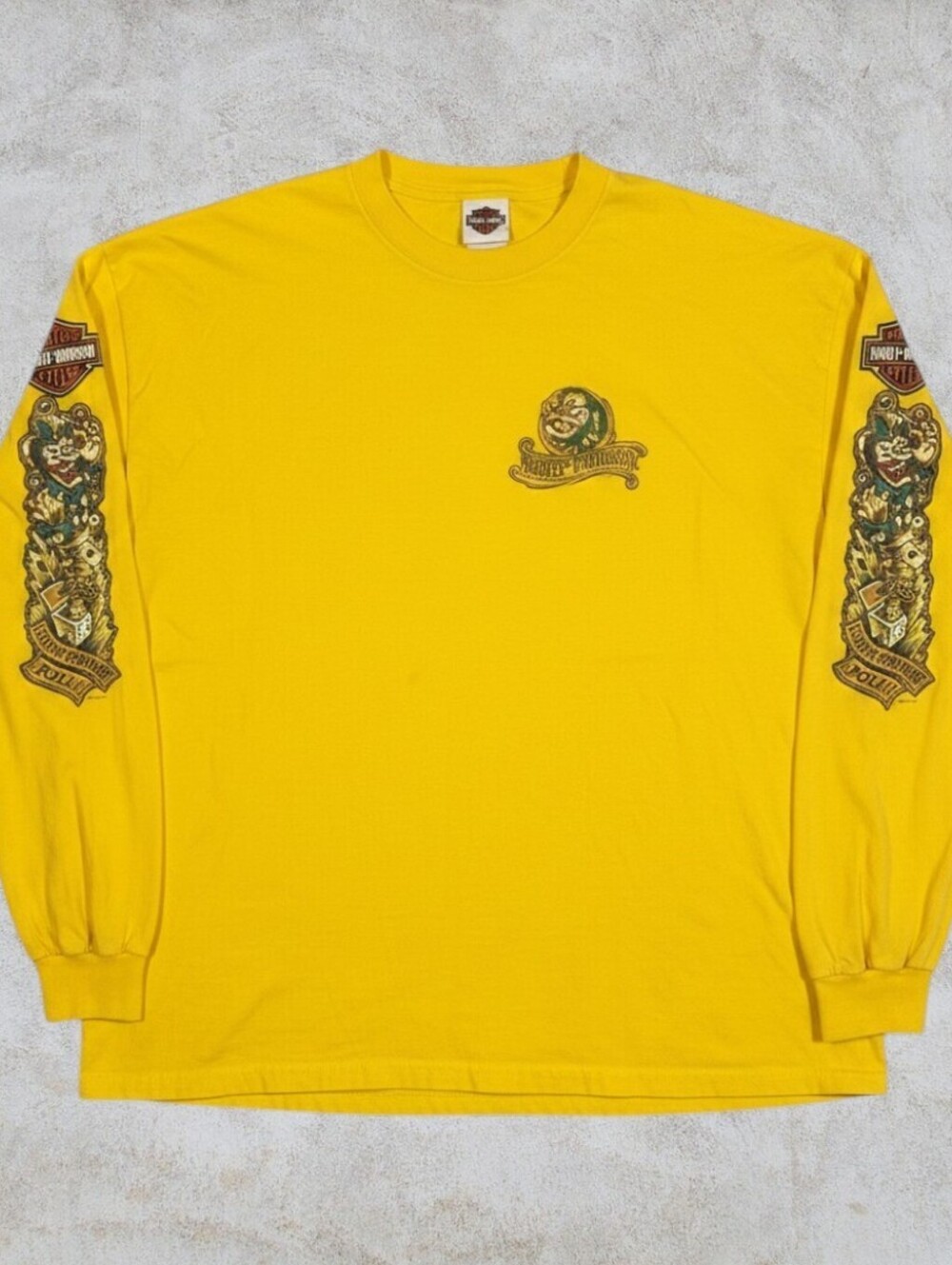 Vintage Harley Davidson Colorado Springs Long Sleeve Shirt Yellow Y2K Sz XXL